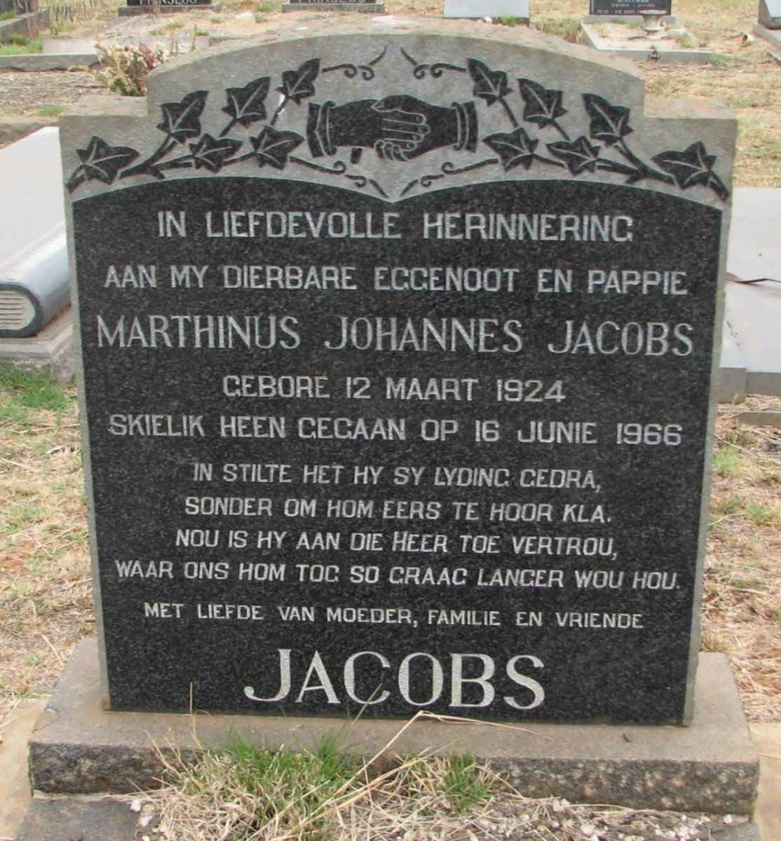 JACOBS Marthinus Johannes 1924-1966
