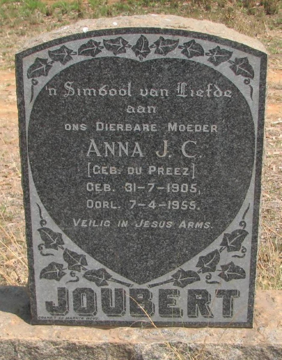 JOUBERT Anna J.C. nee du PREEZ 1905-1955