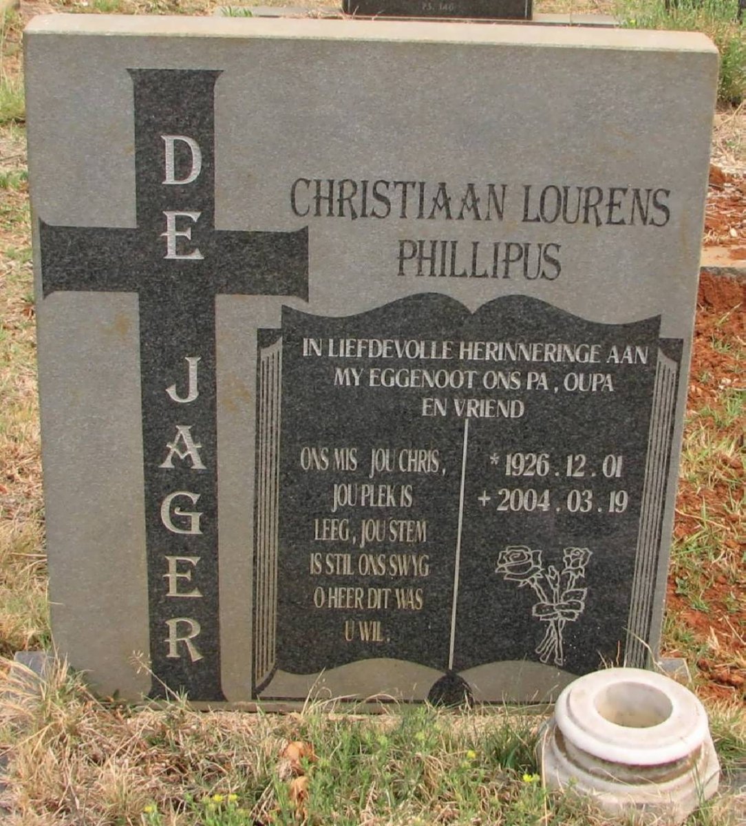 JAGER Christiaan Lourens Phillipus, de 1926-2004