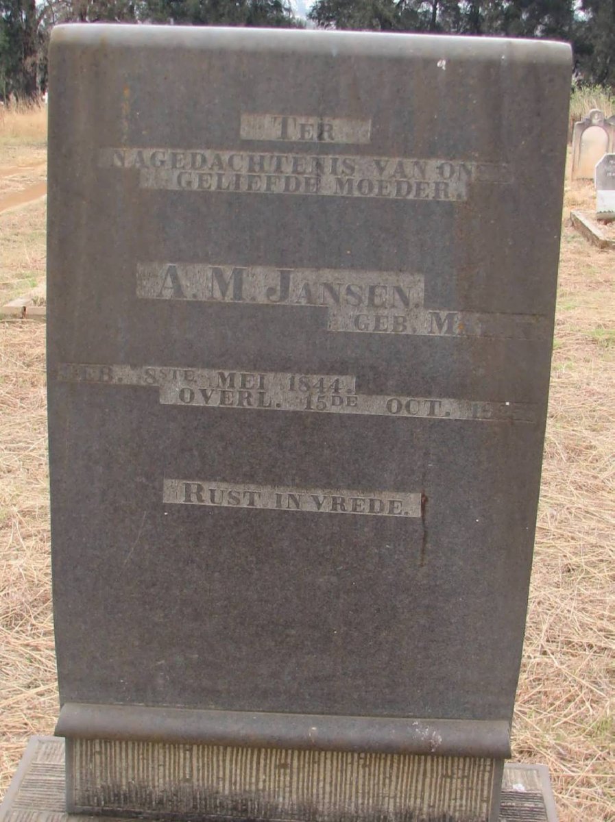 JANSEN A.M. nee MALAN 1844-1925