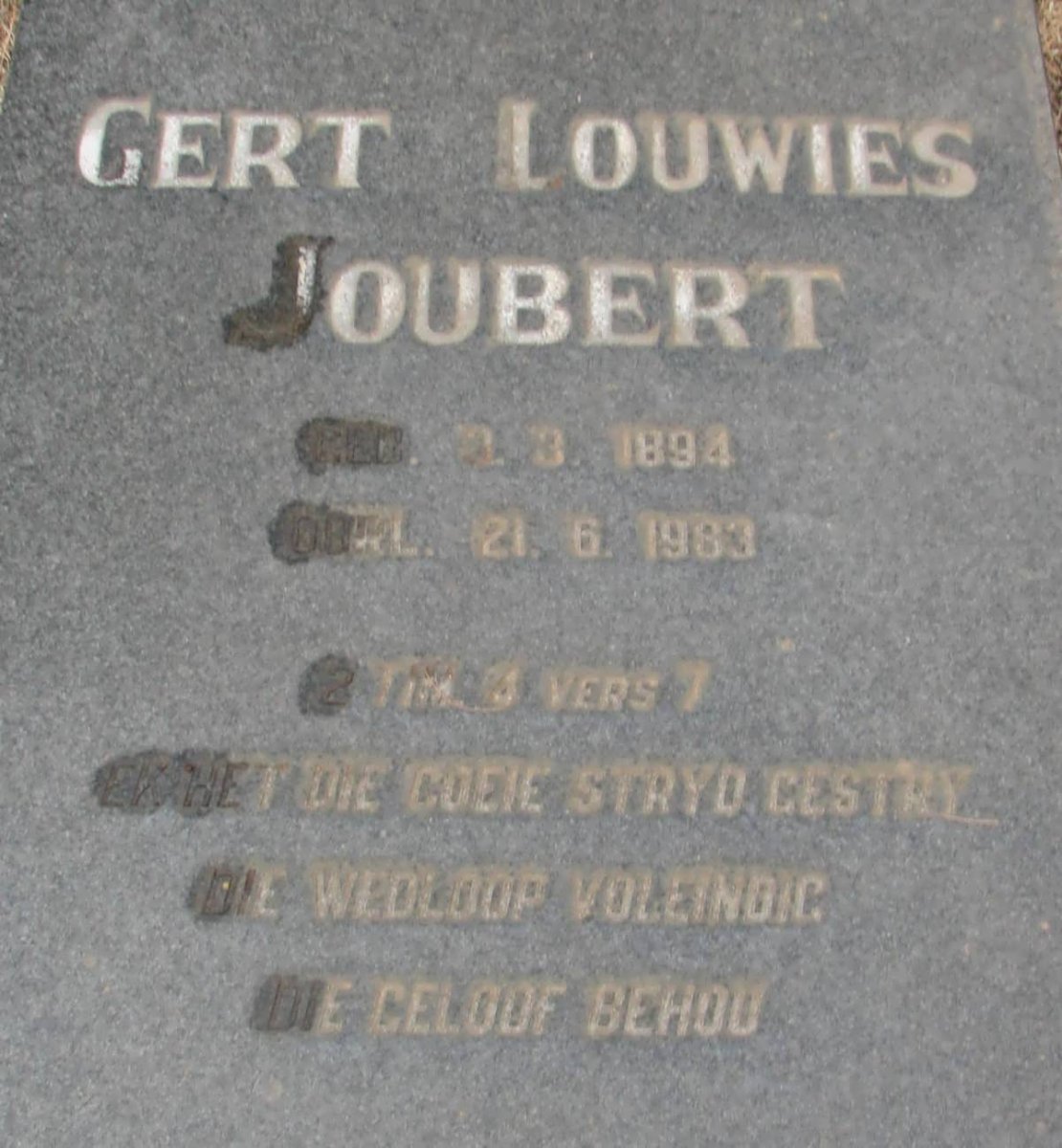 JOUBERT Gert Louwies 1894-1983