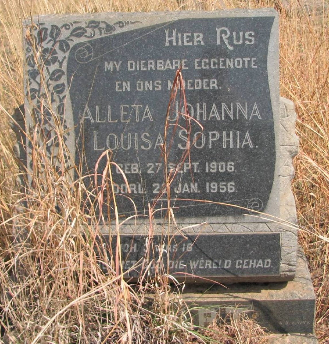 JOUBERT Aletta Johanna Louisa Sophia 1906-1956