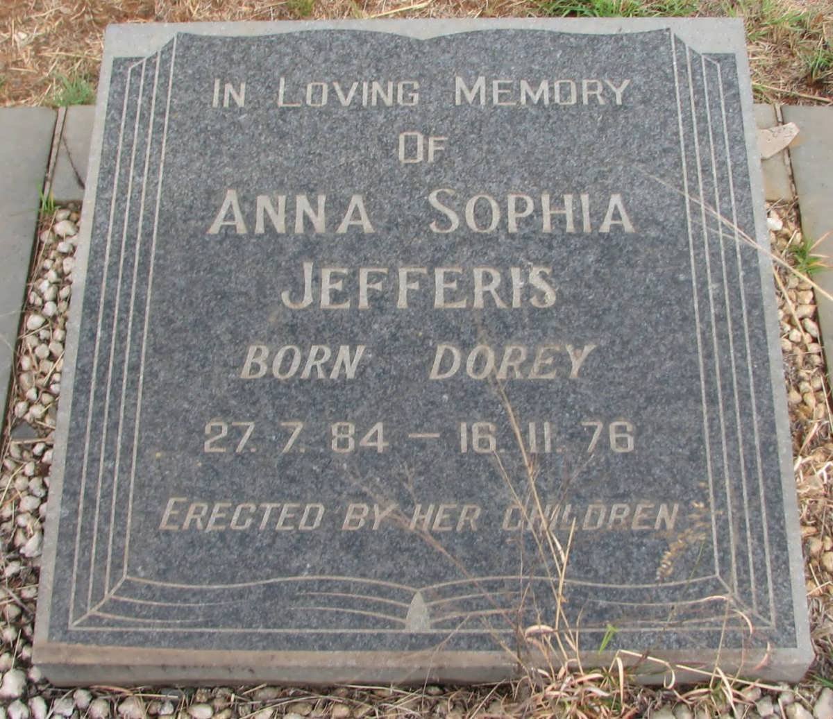 JEFFERIS Anna Sophia nee DOREY 1884-1976