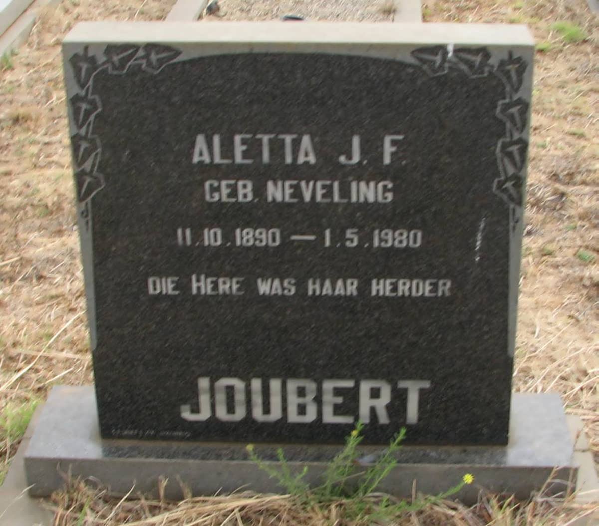 JOUBERT Aletta J.F. nee NEVELING 1890-1980