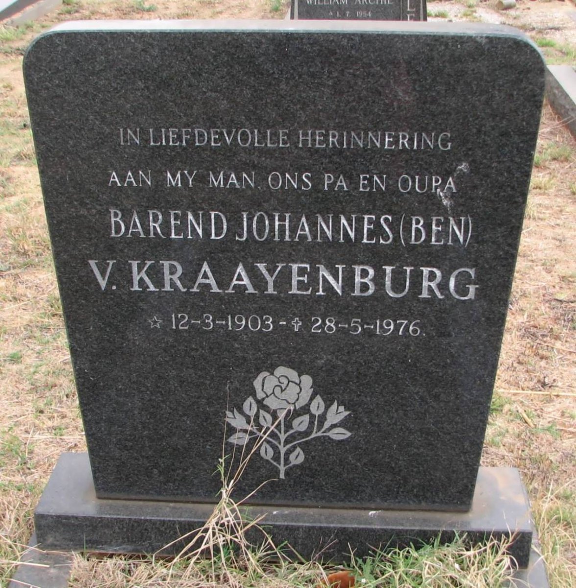 KRAAYENBURG Barend Johannes, van 1903-1976