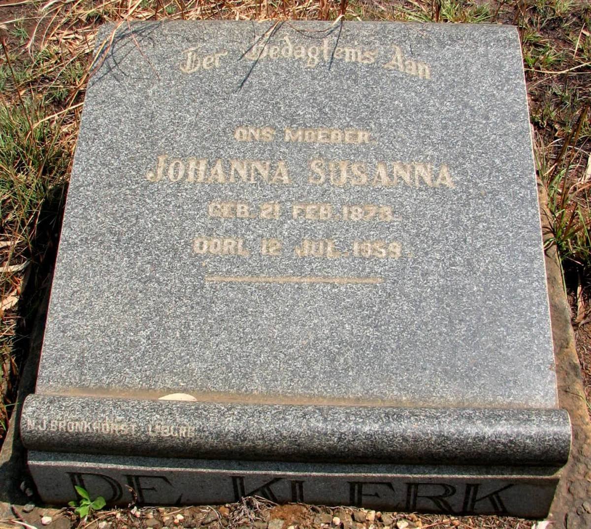 KLERK Johanna Susanna, de 1873-1959