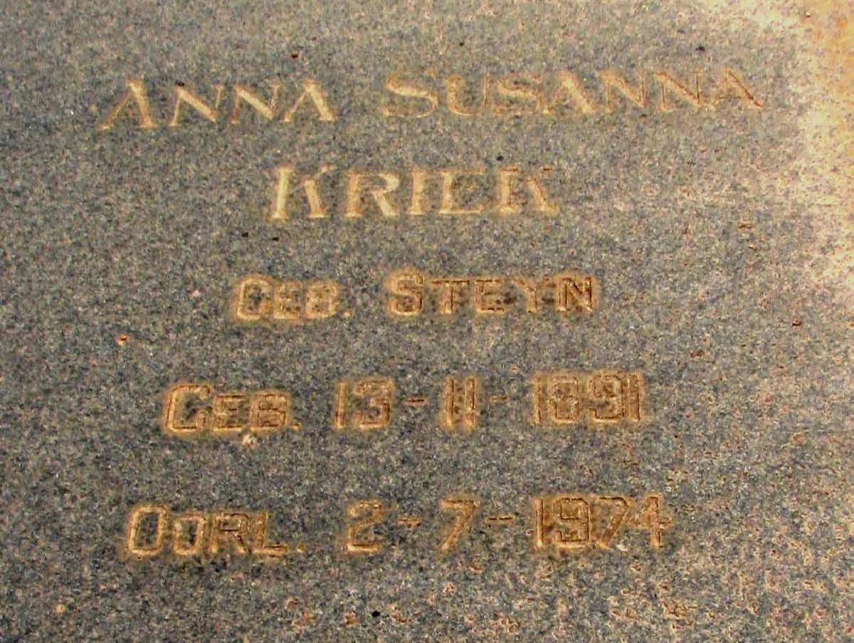 KRIEK Anna Susanna STEYN 1891-1974