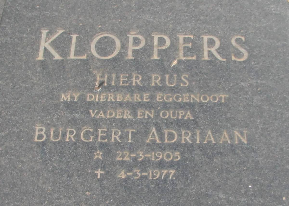 KLOPPERS Burgert Adriaan 1905-1977