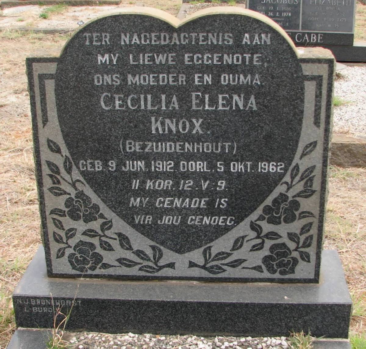 KNOX Cecilia Elena nee BEZUIDENHOUT 1912-1962
