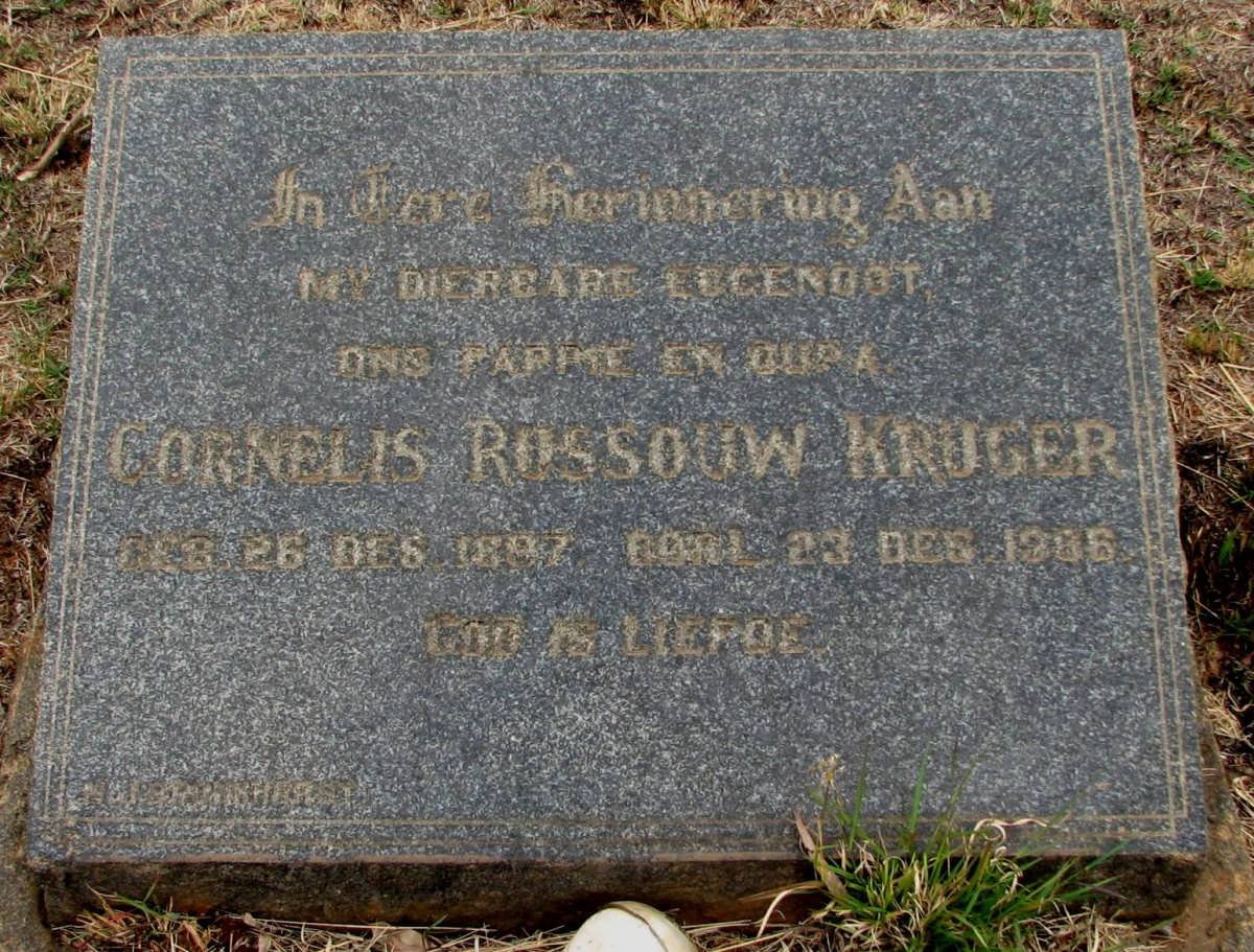 KRUGER Cornelis Rossouw 1897-1986