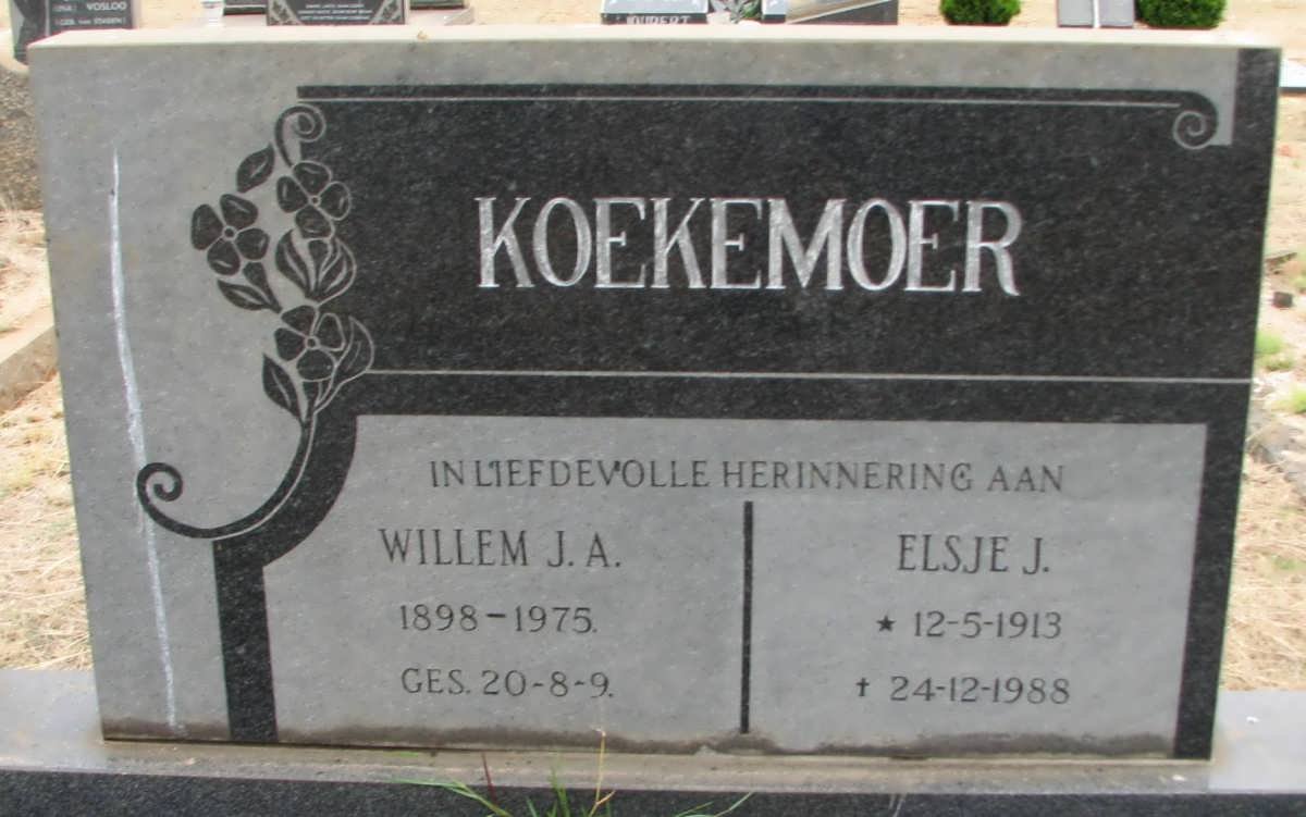 KOEKEMOER Willem J.A. 1898-1975 &amp; Elsje J. 1913-1988