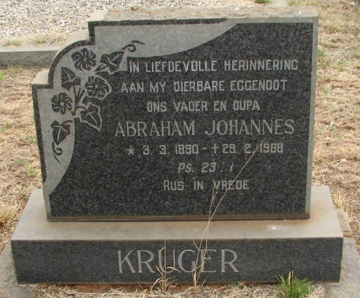 KRUGER Abraham Johannes 1890-1968
