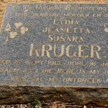 KRUGER Lydia Jeanetta Susara 1913-1967