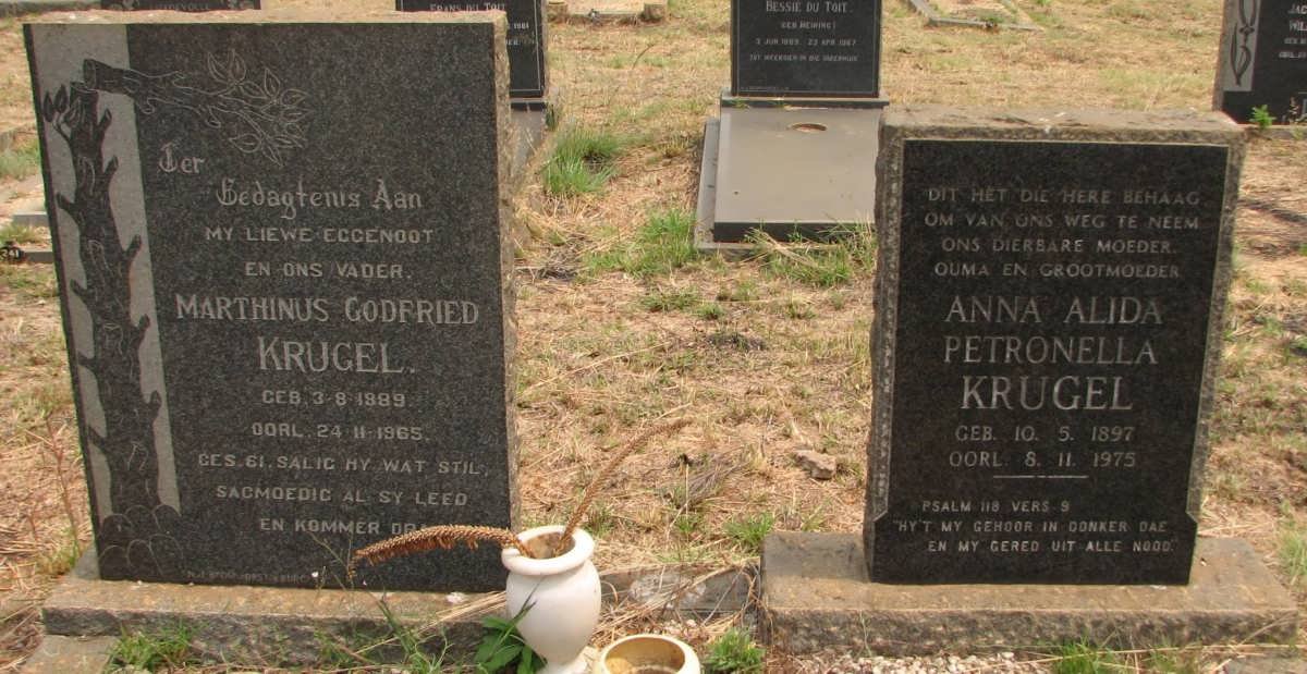 KRUGEL Marthinus Godfried 1889-1965 &amp; Anna Alida Petronella 1897-1975