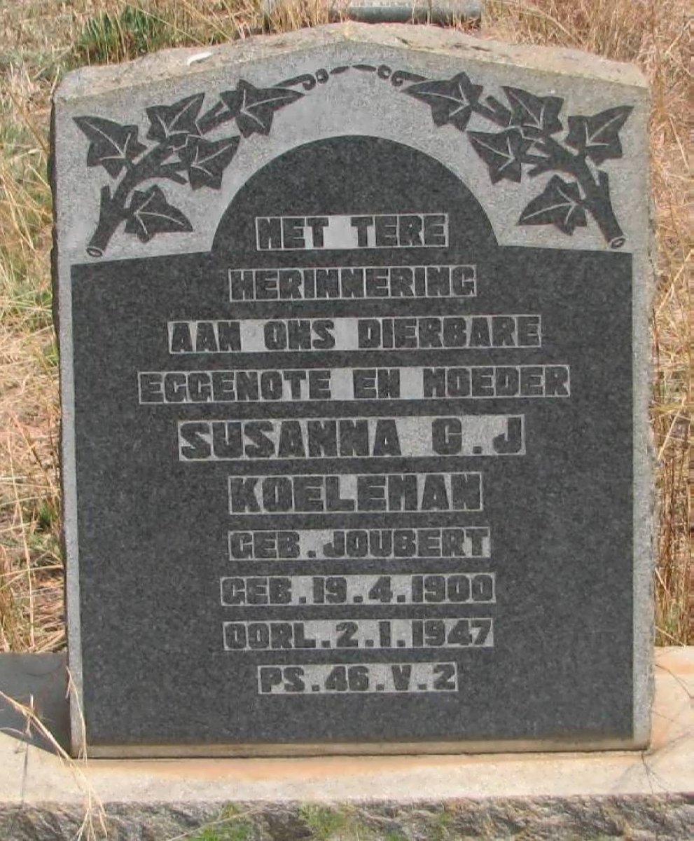 KOELEMAN Susanna C.J. nee JOUBERT 1900-1947