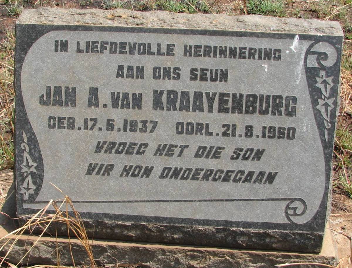 KRAAYENBURG Jan A,, van 1937-1960