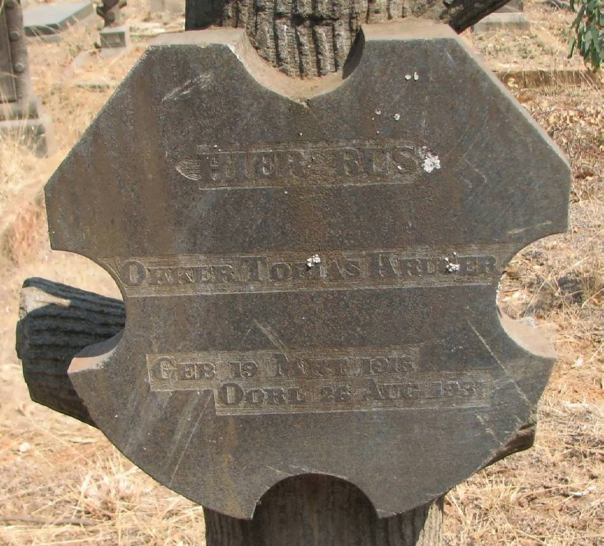 KRUGER Okker Tobias 1915-1937