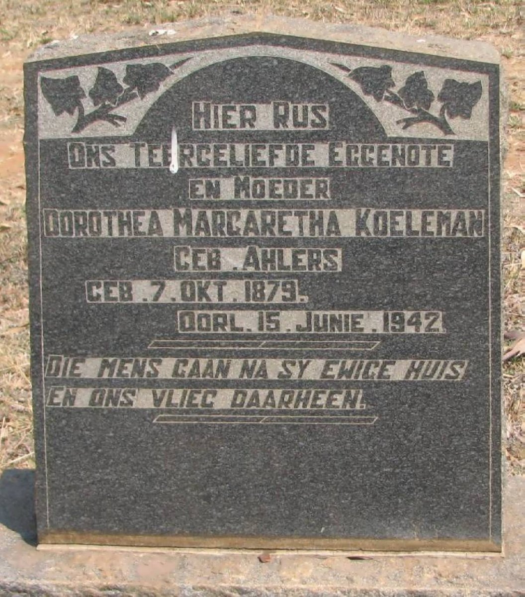 KOELEMAN Dorothea Margaretha nee AHLERS 1879-1942