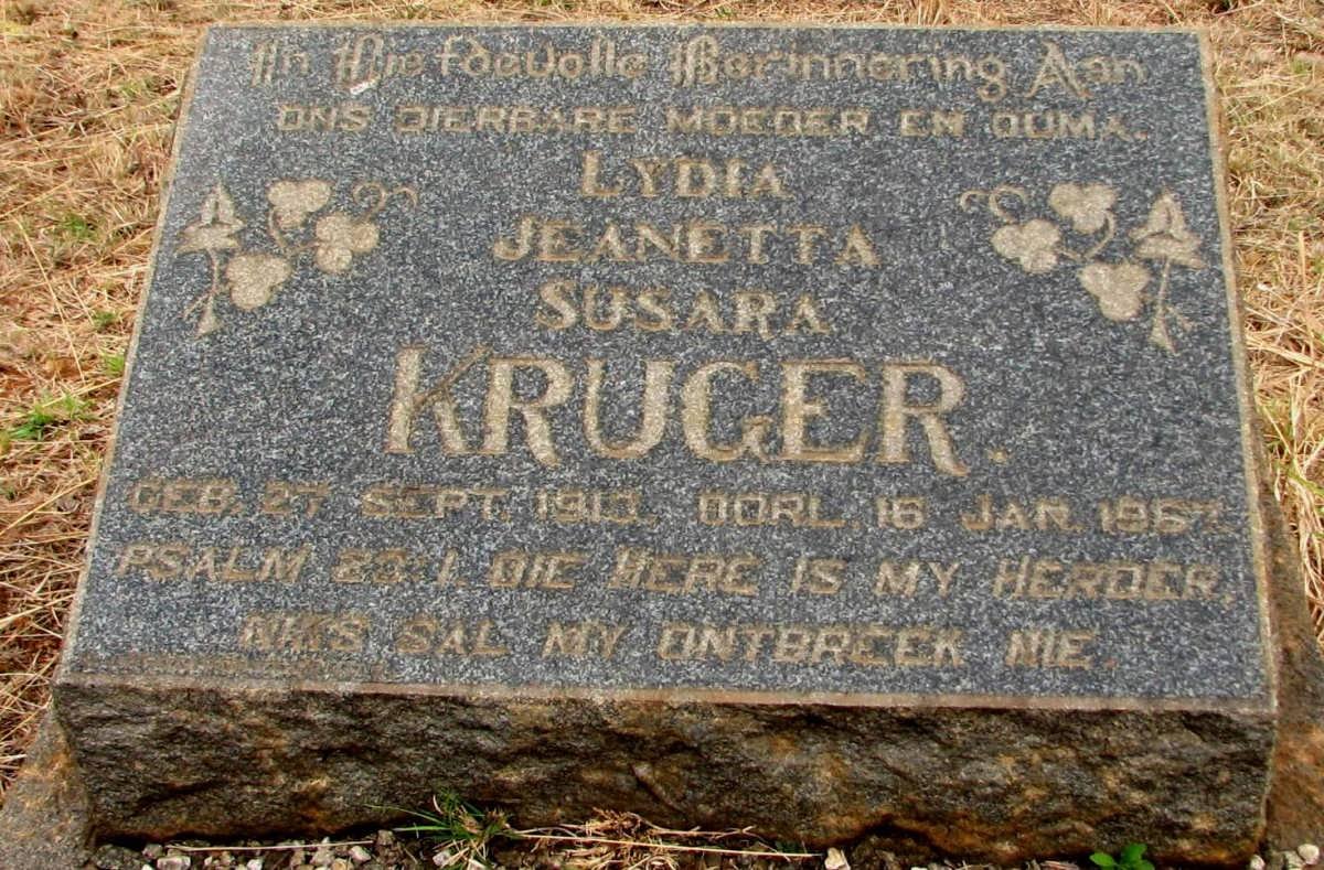 KRUGER Lydia Jeanetta Susara 1913-1967