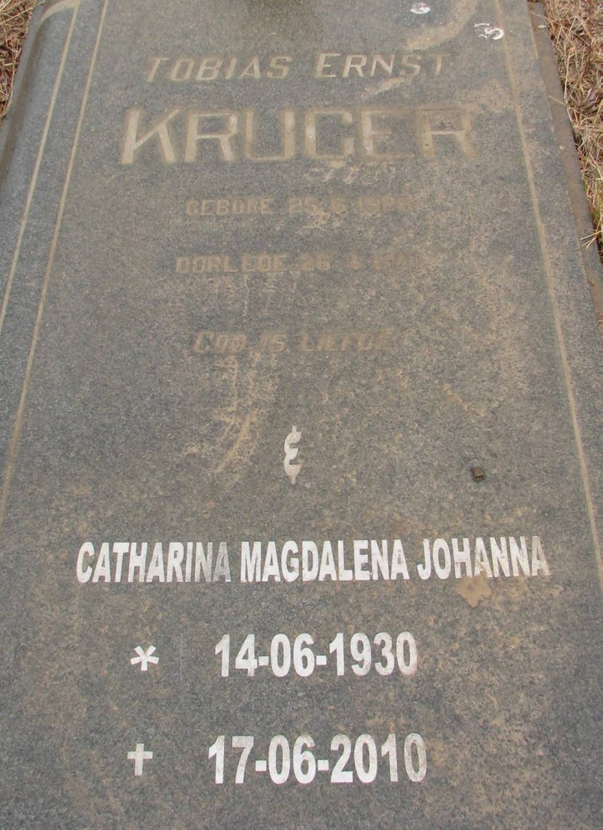 KRUGER Tobias Ernst 1928-19? &amp; Catharina Magdalena Johanna 1930-2010