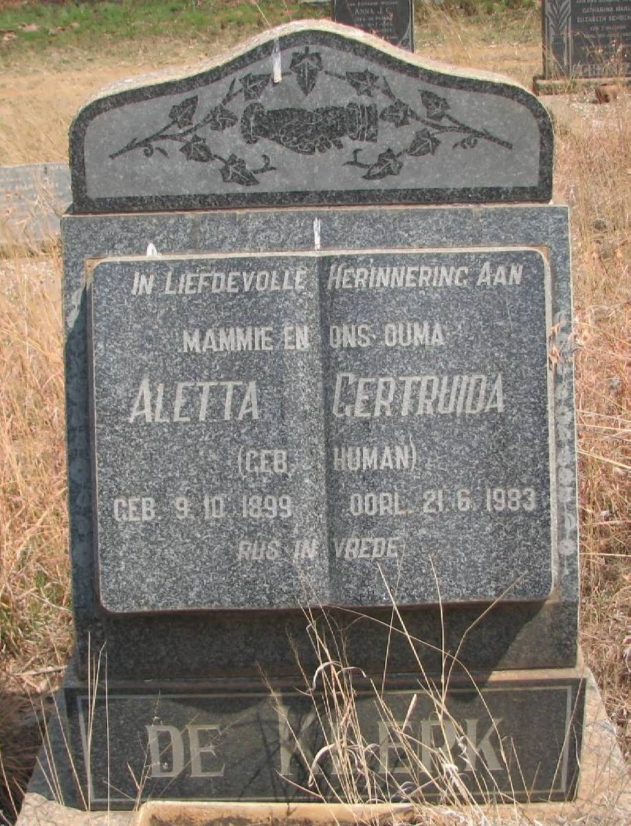 KLERK Aletta Gertruida, de nee HUMAN 1899-1983