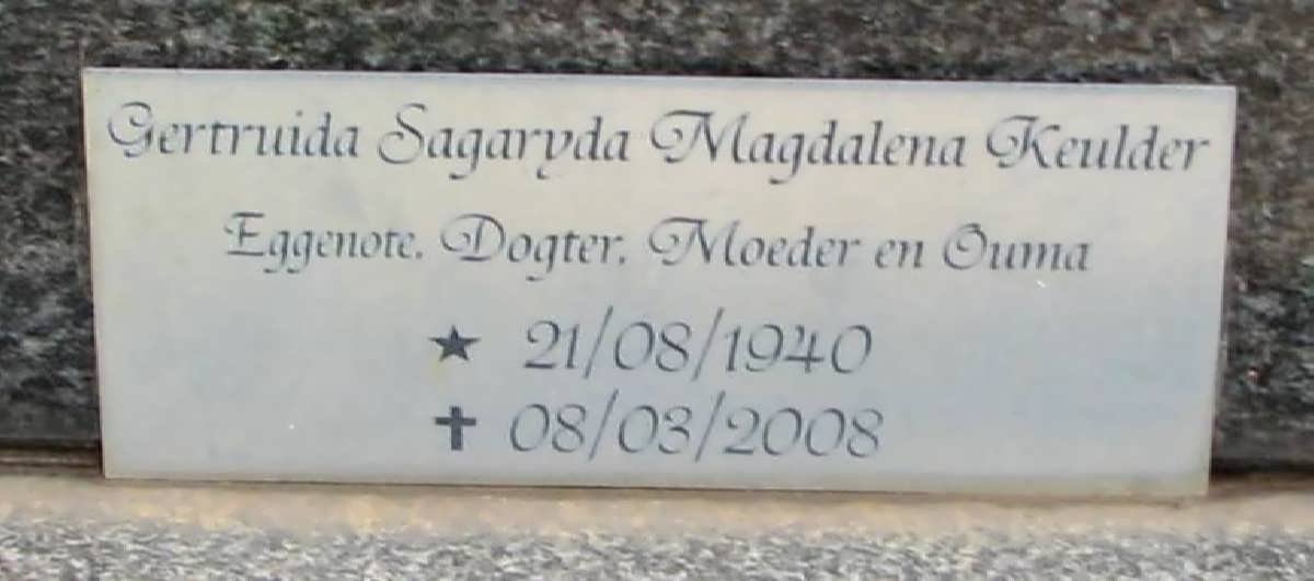 KEULDER Gertruida Zagaryda Magdalena 1940-2008