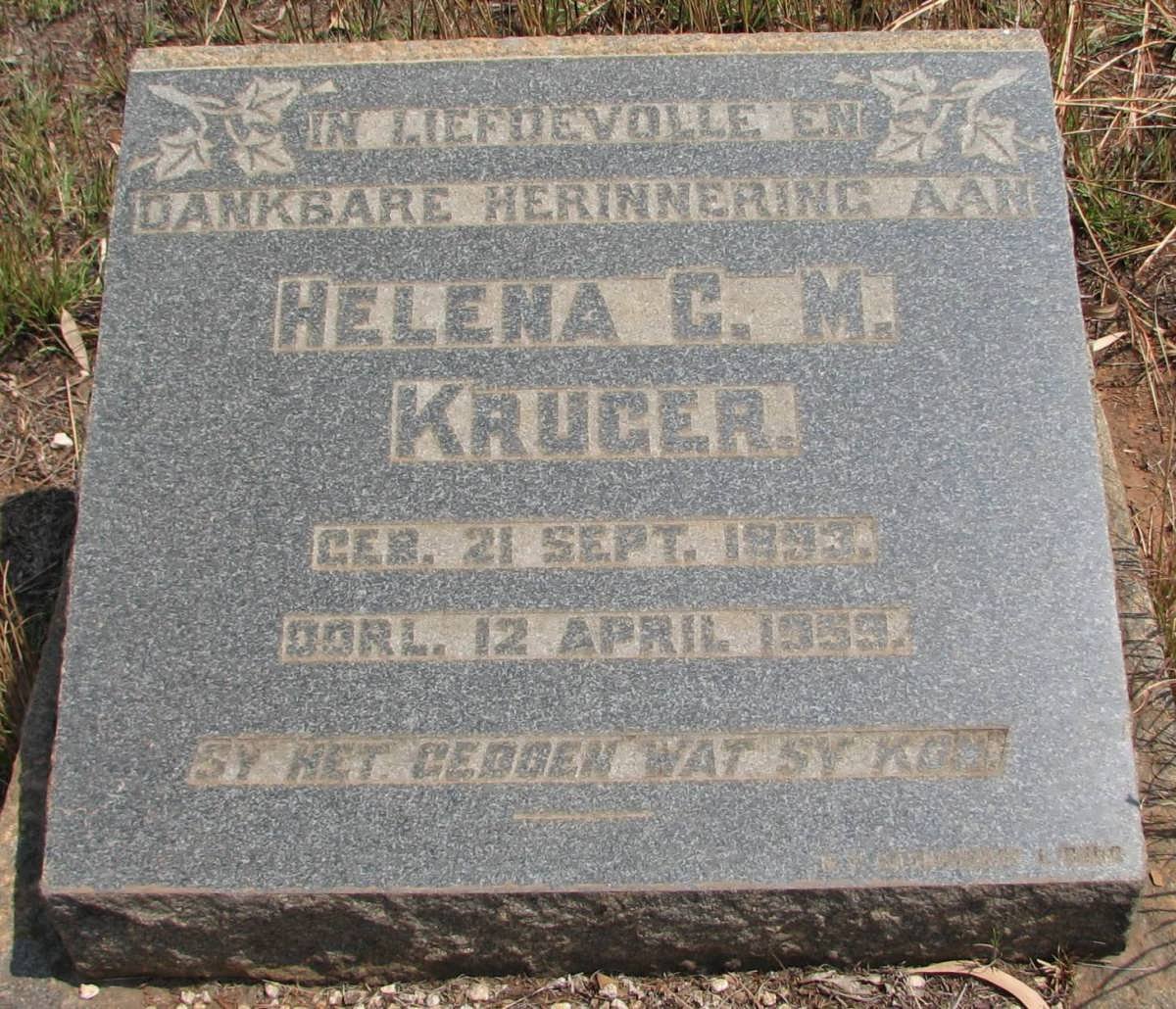 KRUGER Helena C.M. 1893-1959