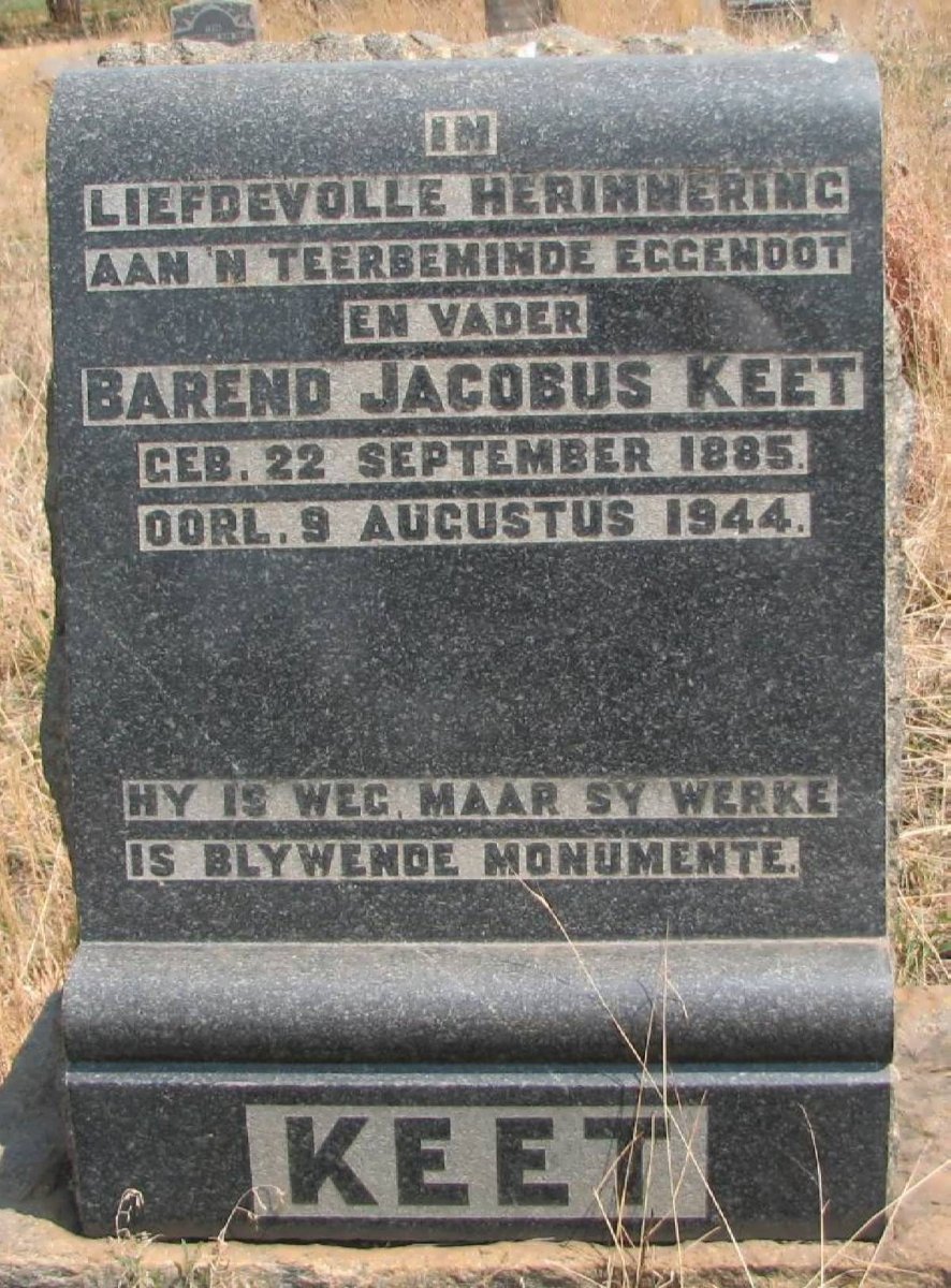 KEET Barend Jacobus 1885-1944