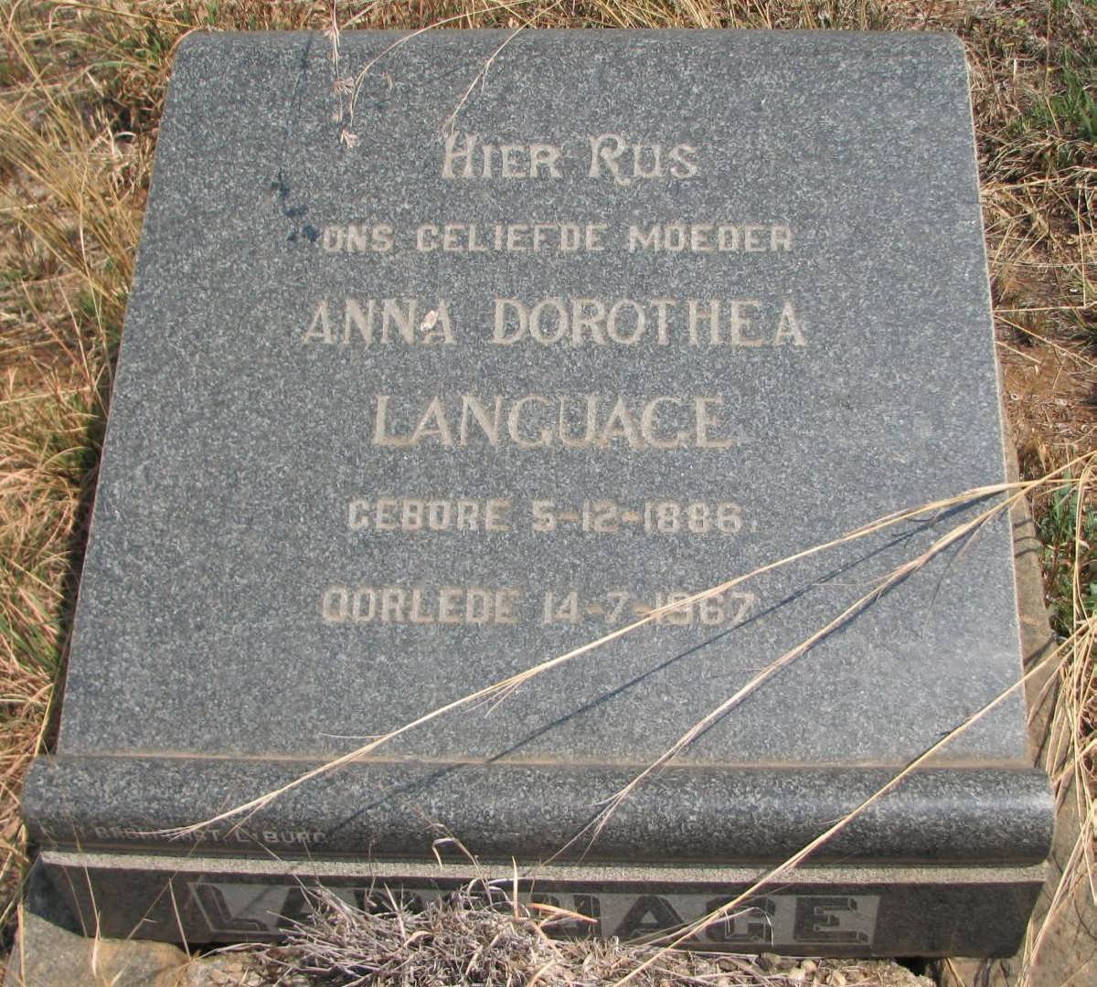 LANGUAGE Anna Dorothea 1886-1967