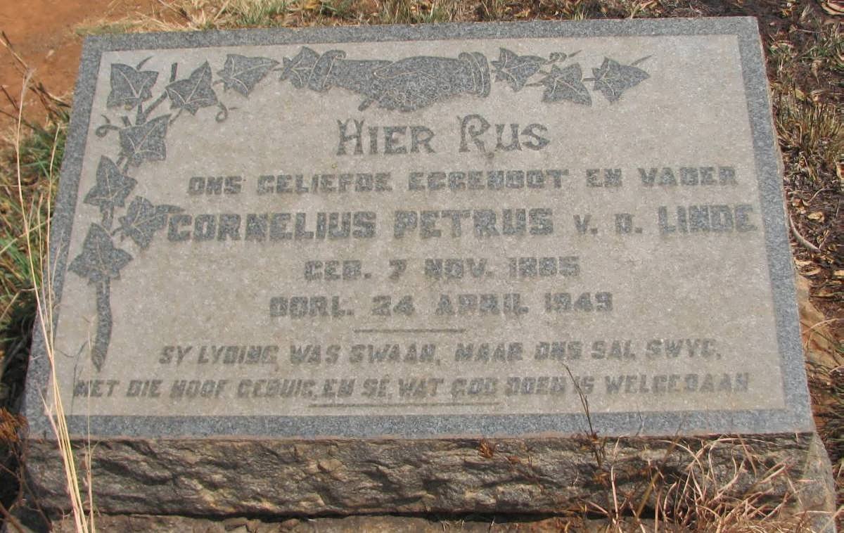 LINDE Cornelius Petrus, van der 1885-1949