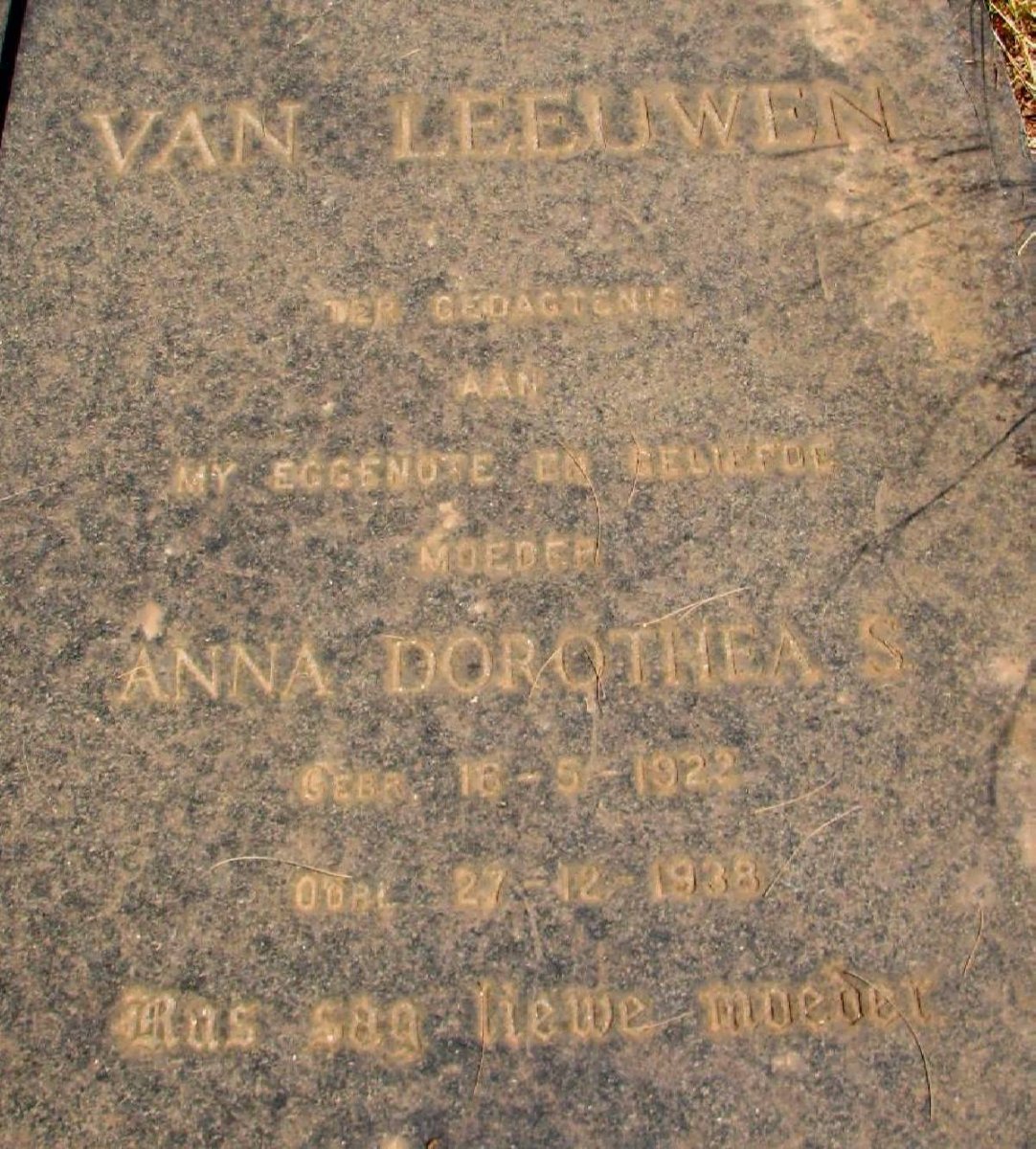 LEEUWEN Anna Dorothea S., van 1922-1938