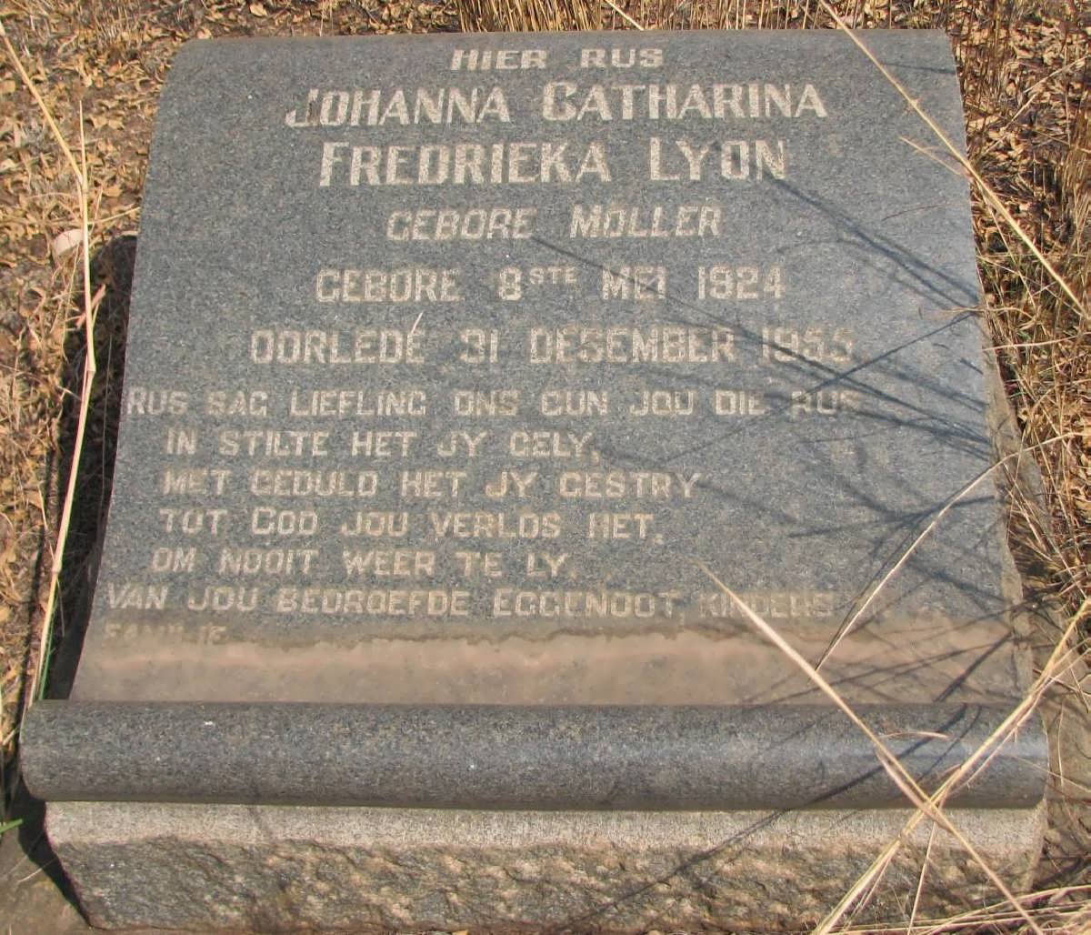 LYON Johanna Catharina Fredrieka nee MOLLER 1924-1955