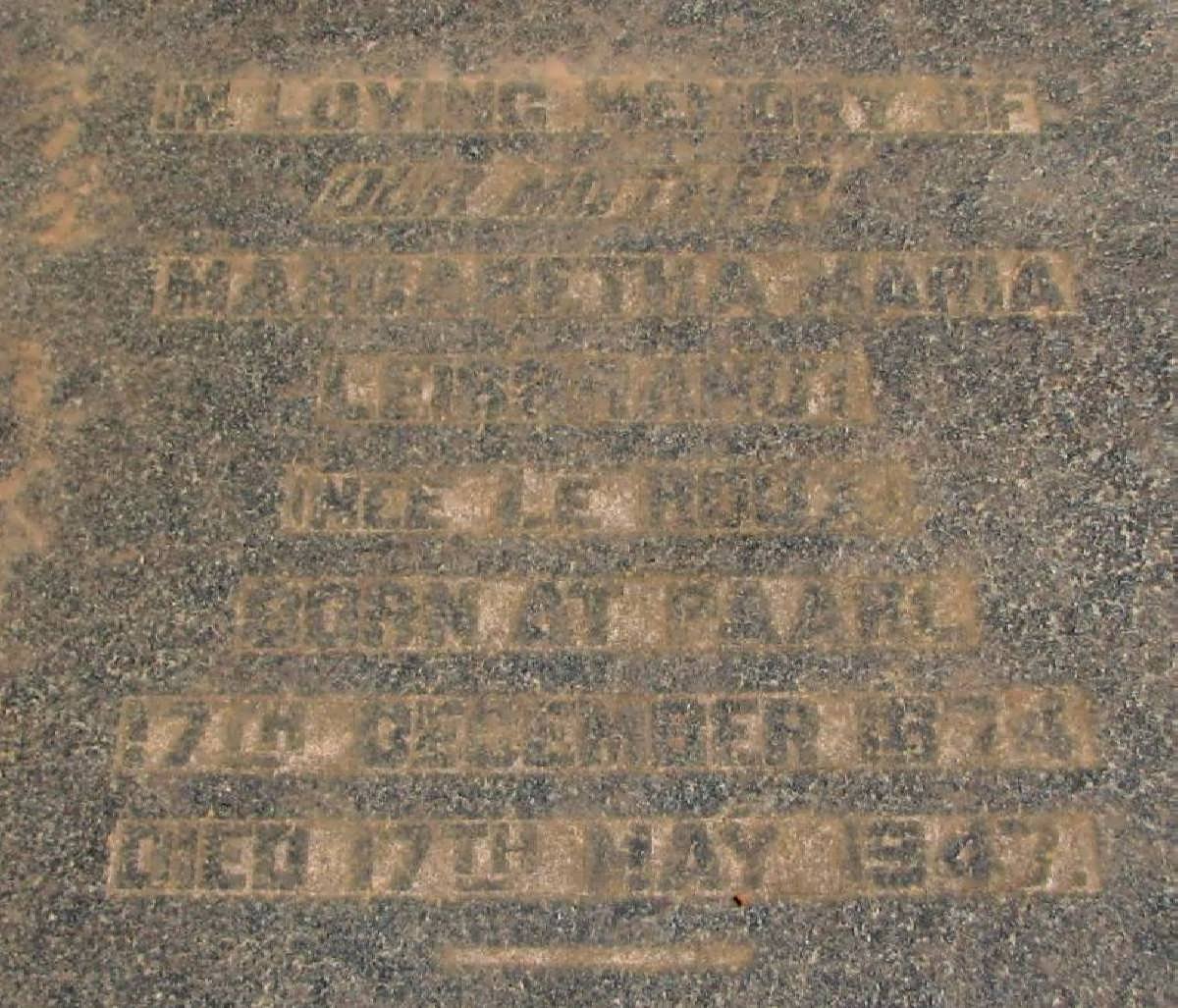 LEIBBRANDT Margaretha Maria nee LE ROUX 1874-1943