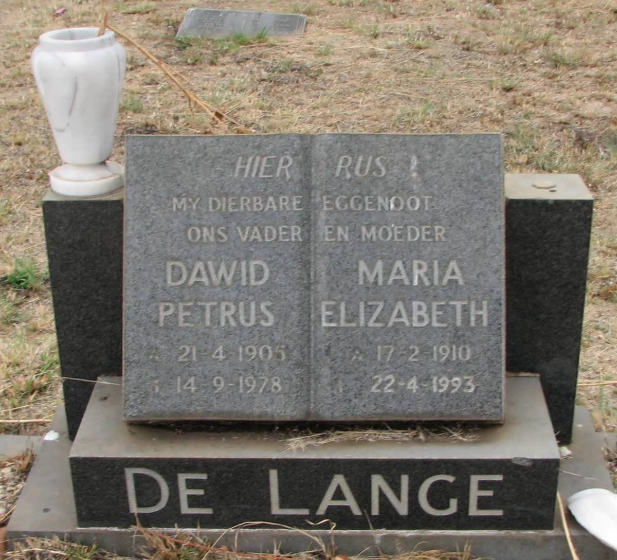 LANGE Dawid Petrus, de &amp; Maria Elizabeth 1910-1993