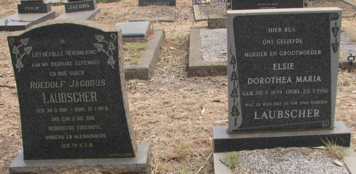 LAUBSHER Roedolf Jacobus 1881-1972 &amp; Elsie Dorothea Maria 1899-1986