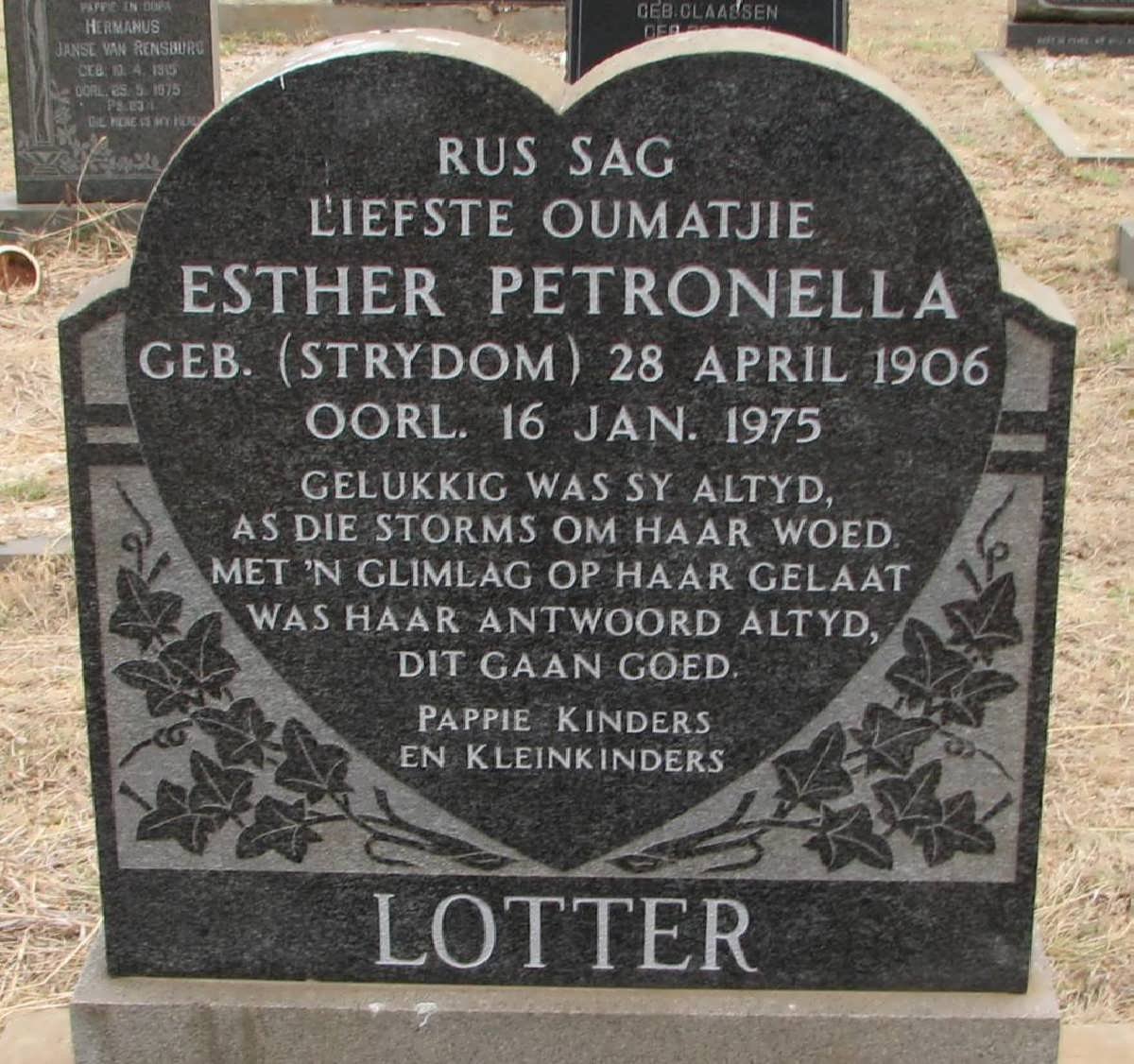 LOTTER Esther Petronella nee STRYDOM 1906-1975