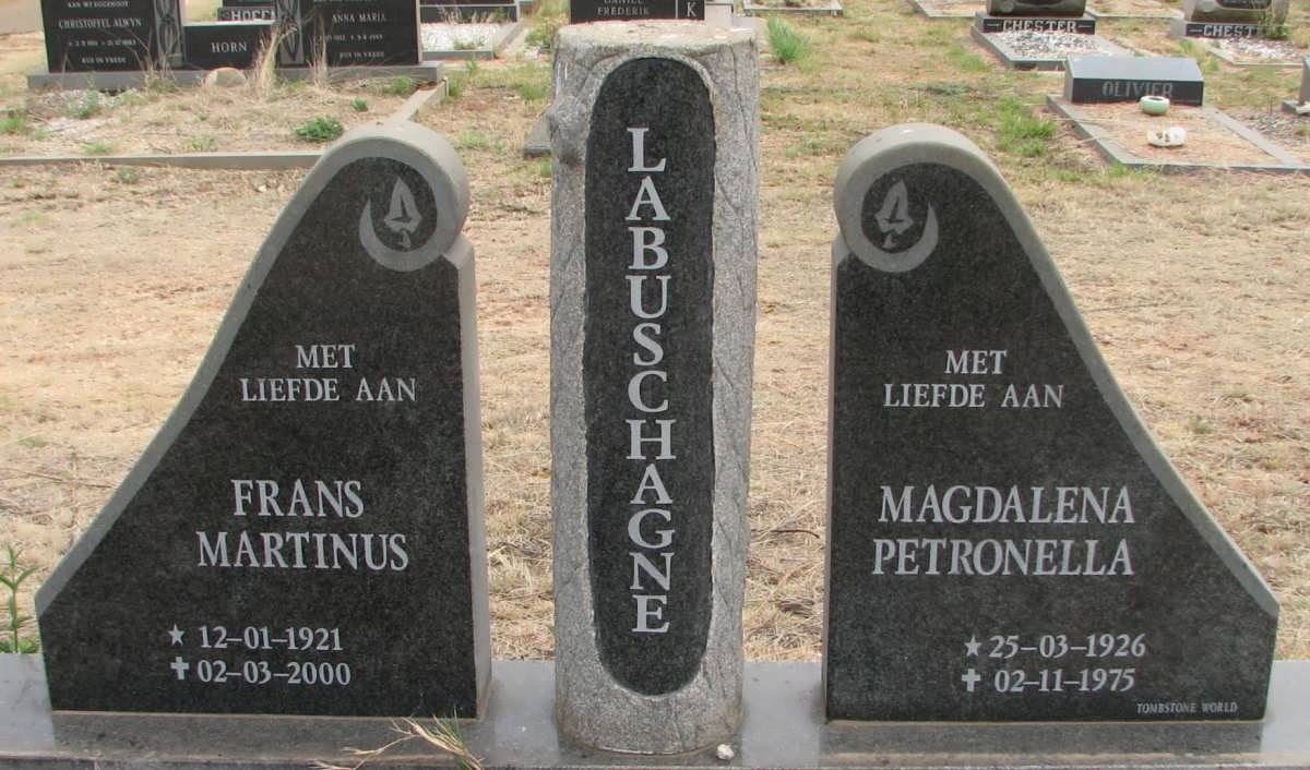 LABUSCHAGNE Frans Martinus 1921-2000 &amp; Magdalena Petronella 1926-1975
