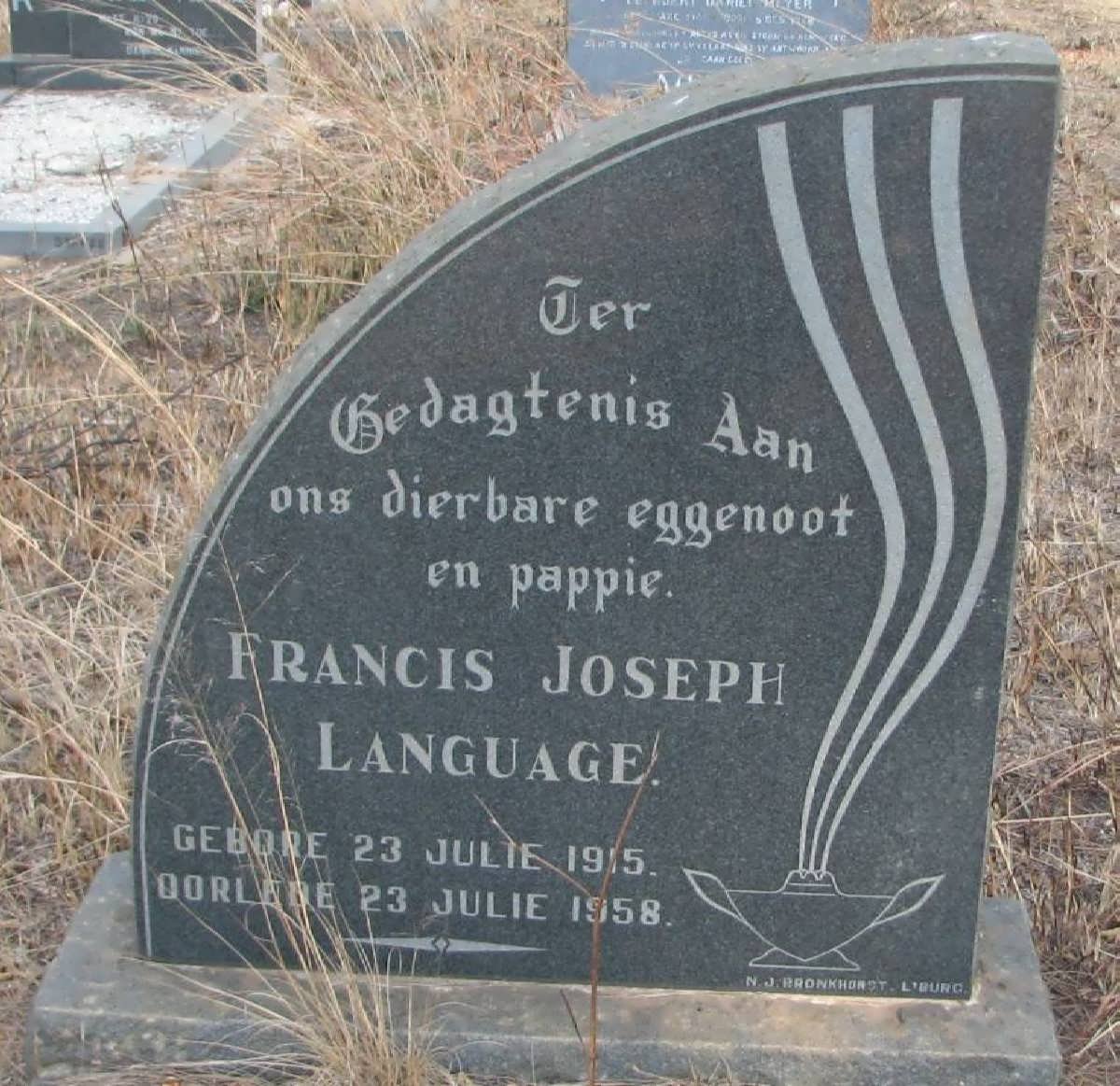 LANGUAGE Francis Joseph 1915-1958