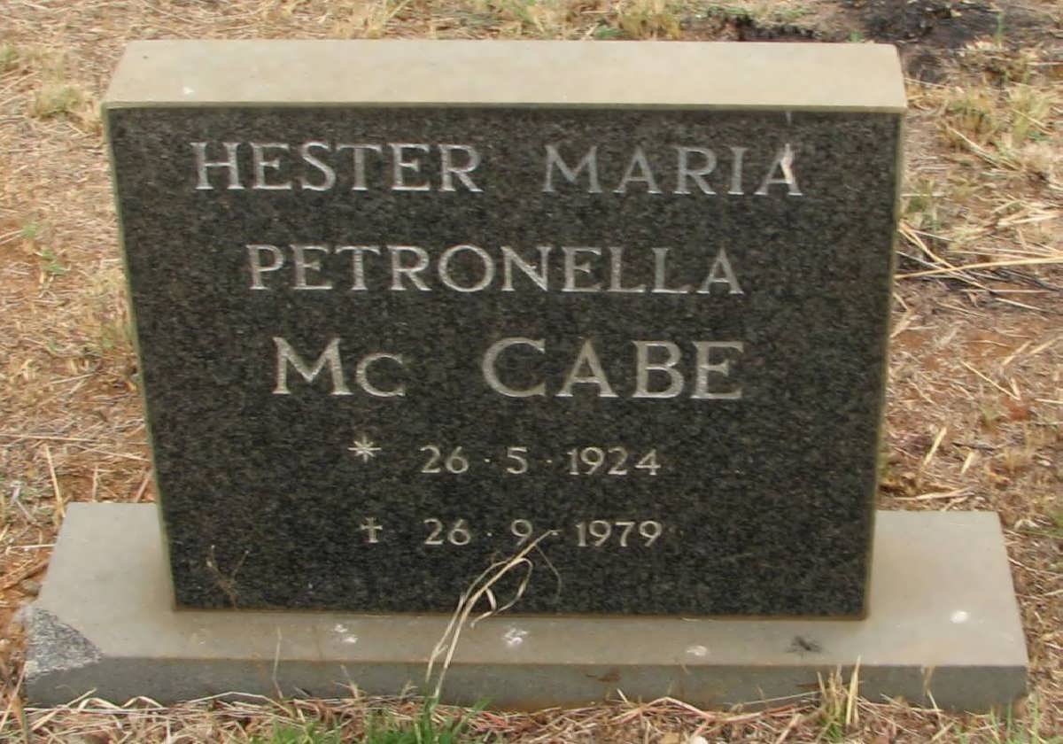 McCABE Hester Maria Petronella 1924-1979