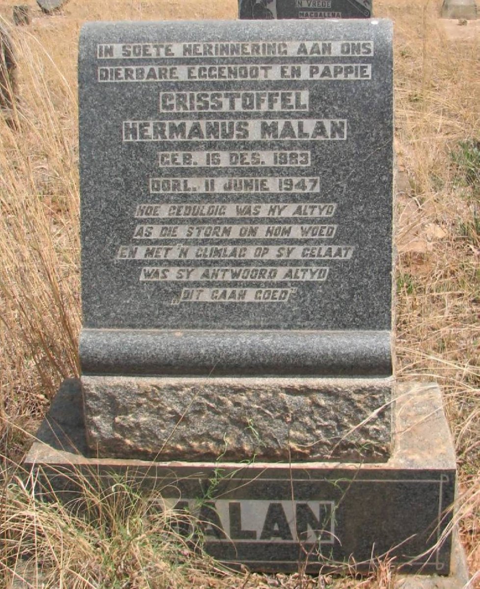 MALAN Christoffel Hermanus 1883-1947
