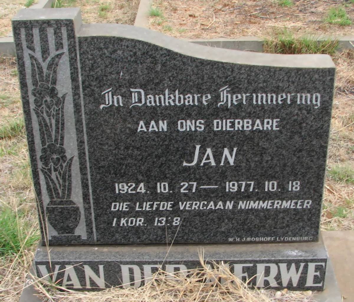 MERWE Jan, van der 1924-1977