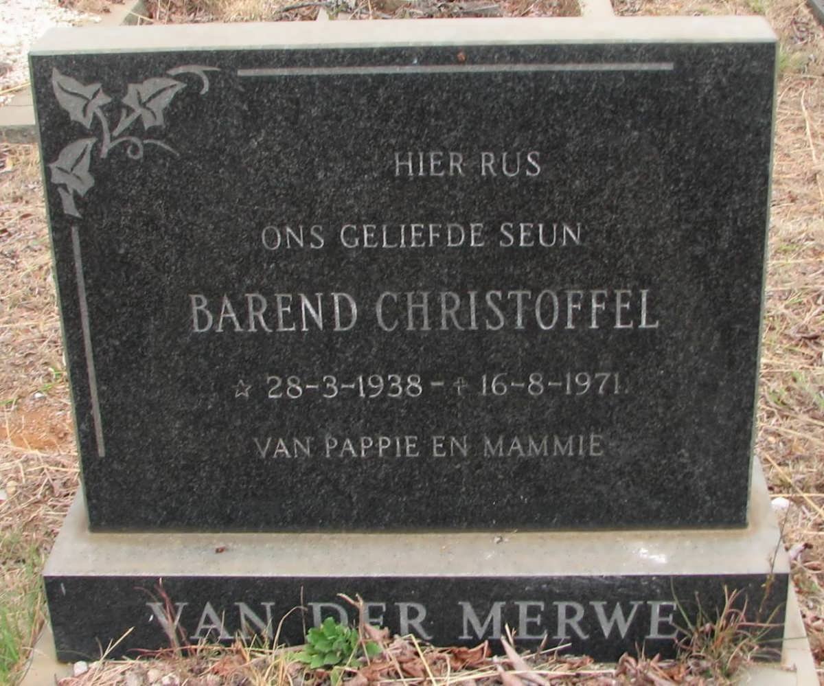 MERWE Barend Christoffel, van der 1938-1971