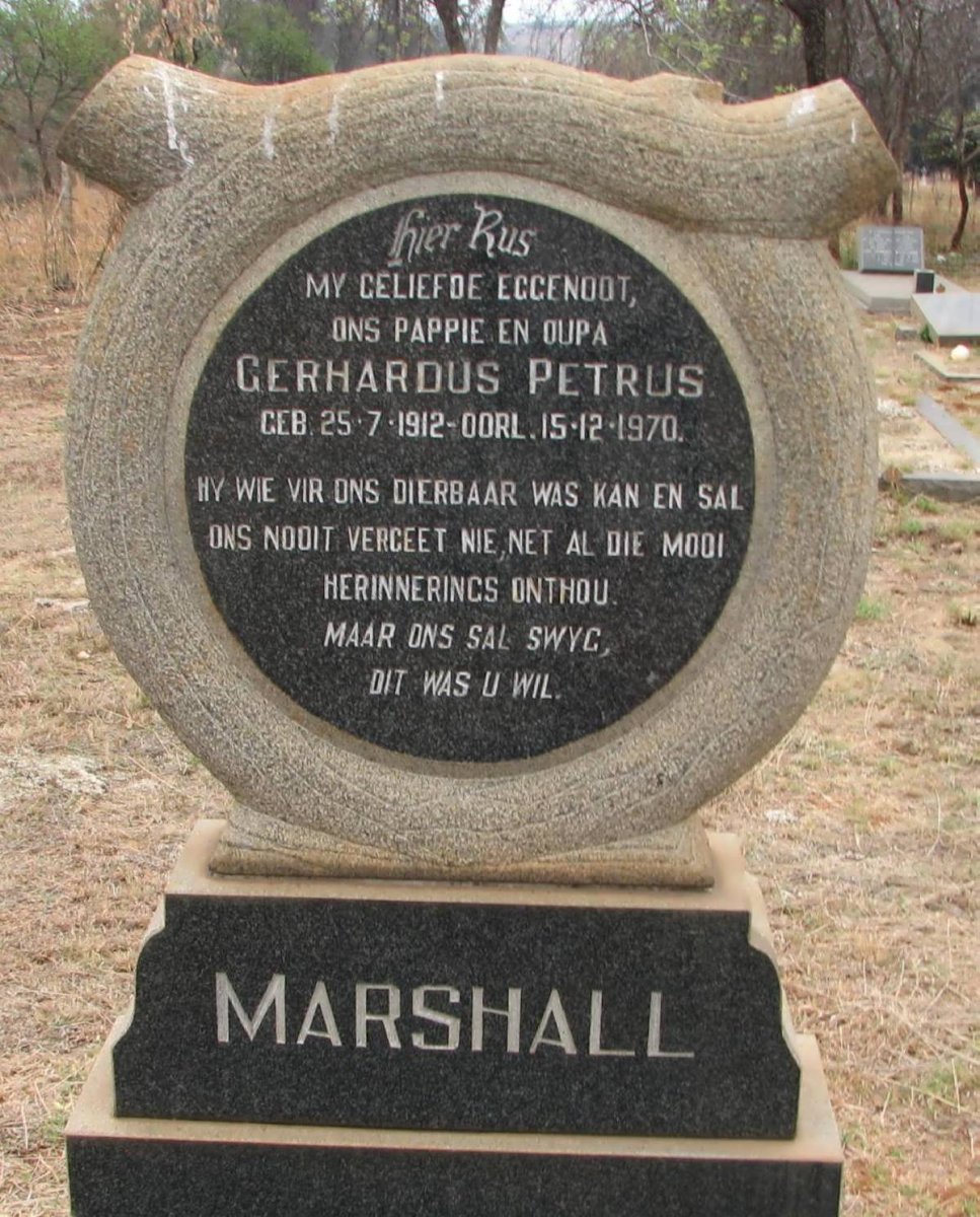 MARSHALL Gerhardus Petrus 1912-1970