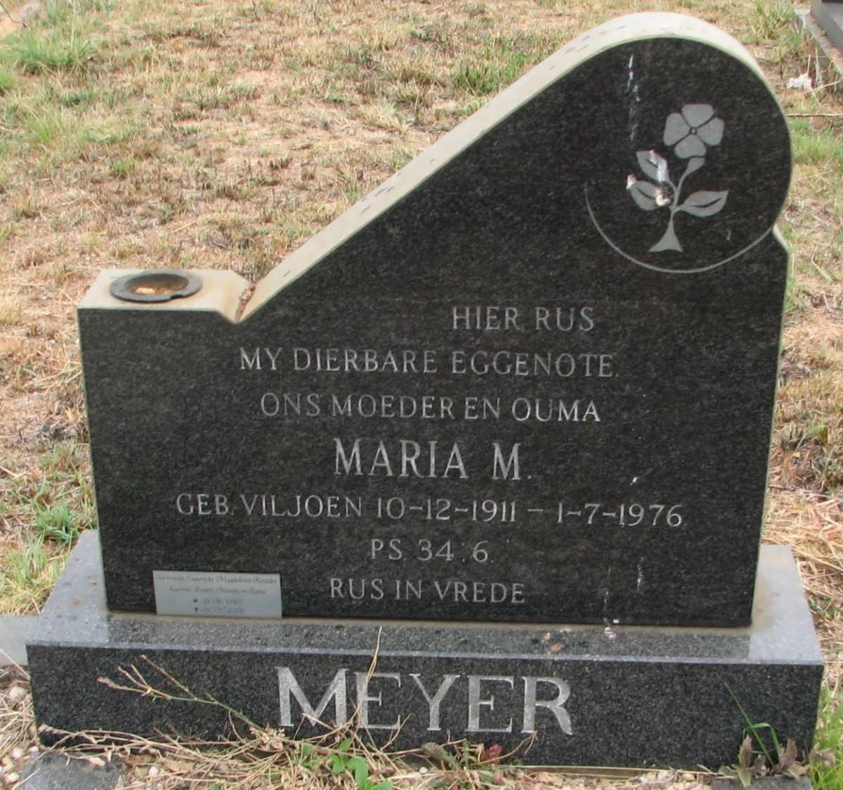 MEYER Maria M. nee VILJOEN 1911-1976