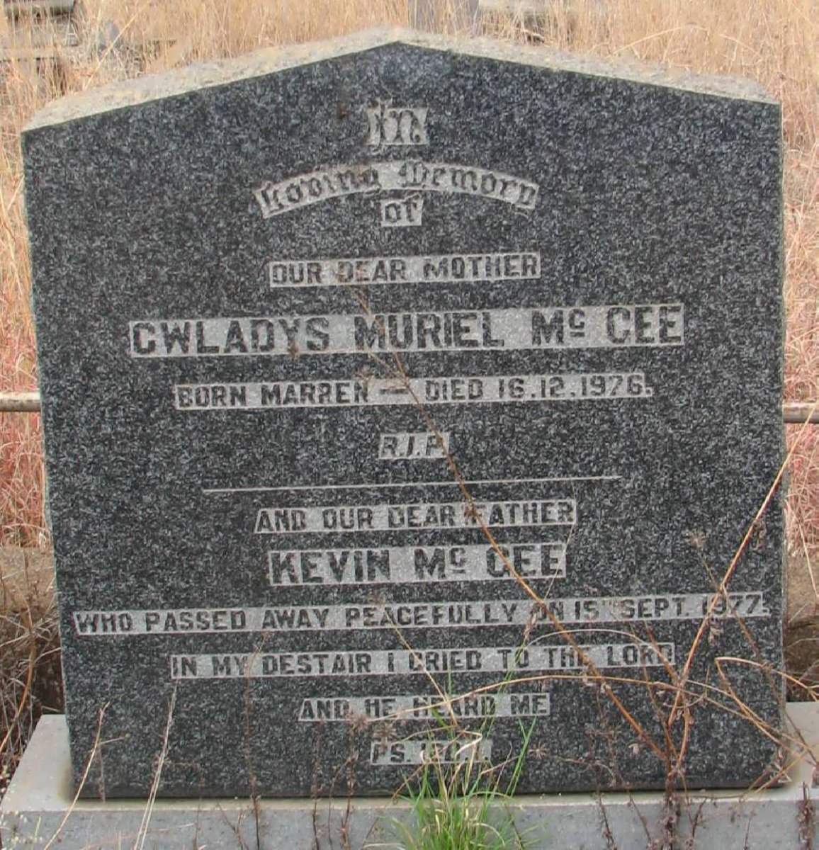 McGEE Kevin -1977 &amp; Gwladys Muriel MARREN -1976