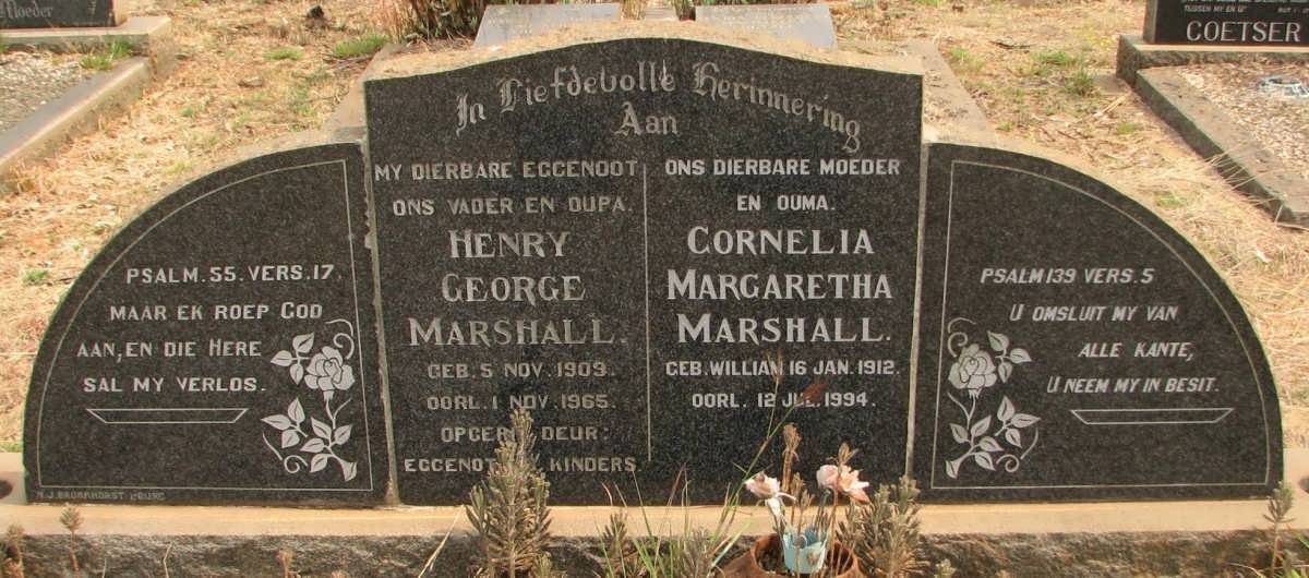 MARSHALL Henry George 1909-1965 &amp; Cornelia Margaretha WILLIAMS 1912-1994