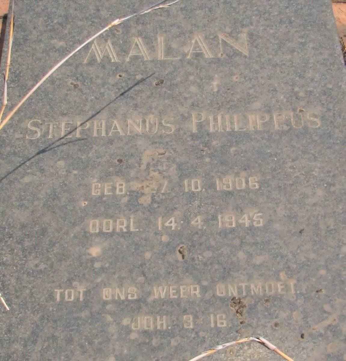 MALAN Stephanus Philippus 1906-1945