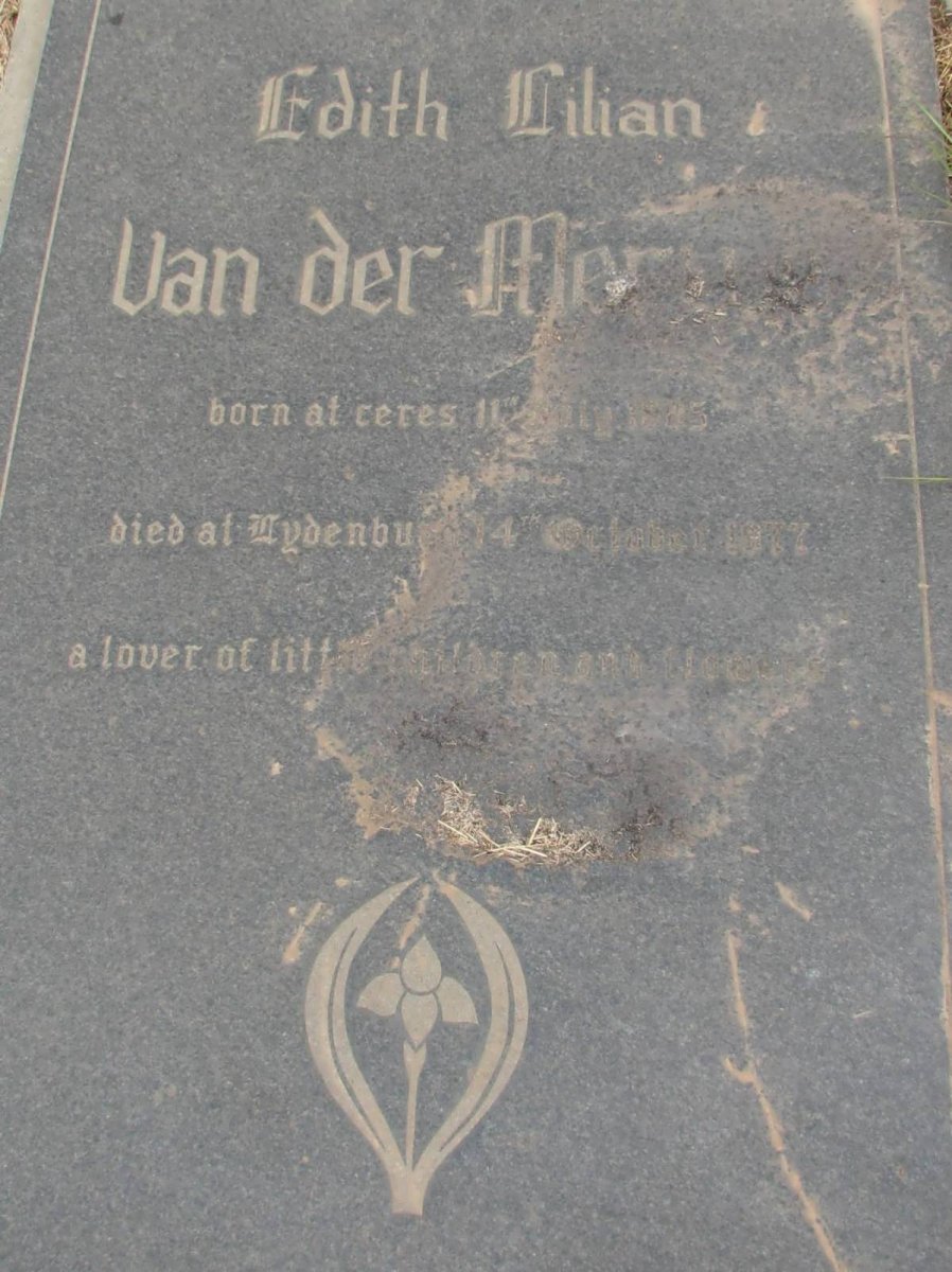 MERWE Edith Lilian, van der 1905-1977