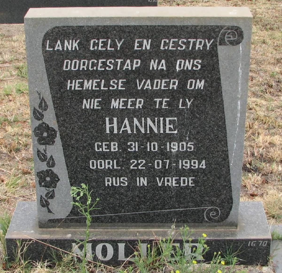 MOLLER  Hannie 1905-1994