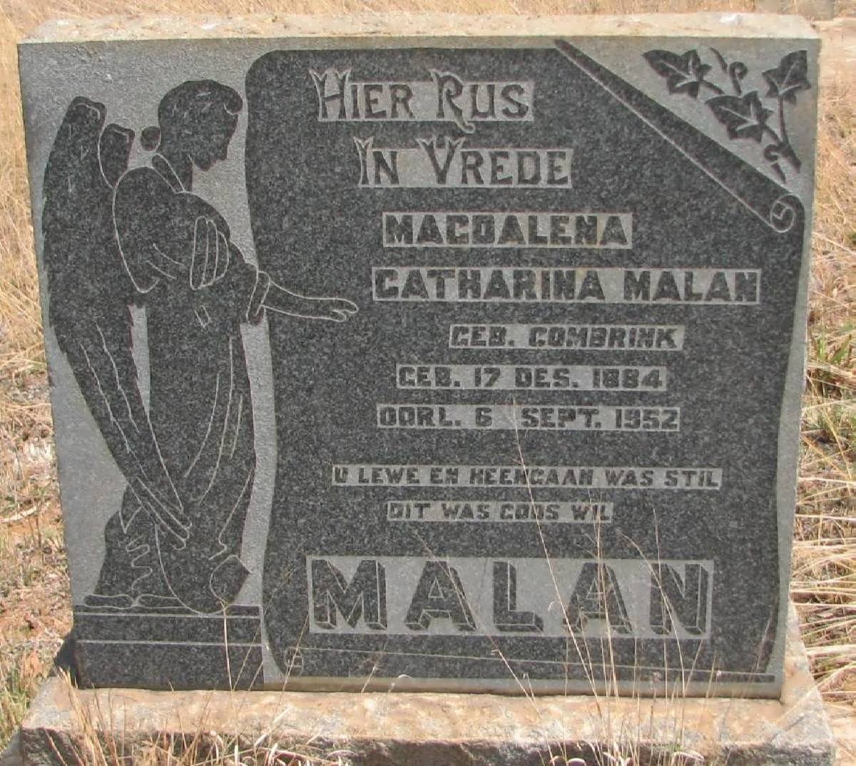 MALAN Magdalena Catharina nee COMBRINK 1884-1952